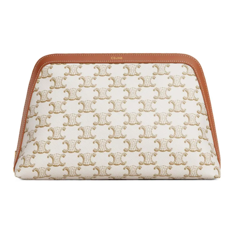CELINE Women's Makeup Bag TRIOMPHE CANVAS AND CALFSKIN-0