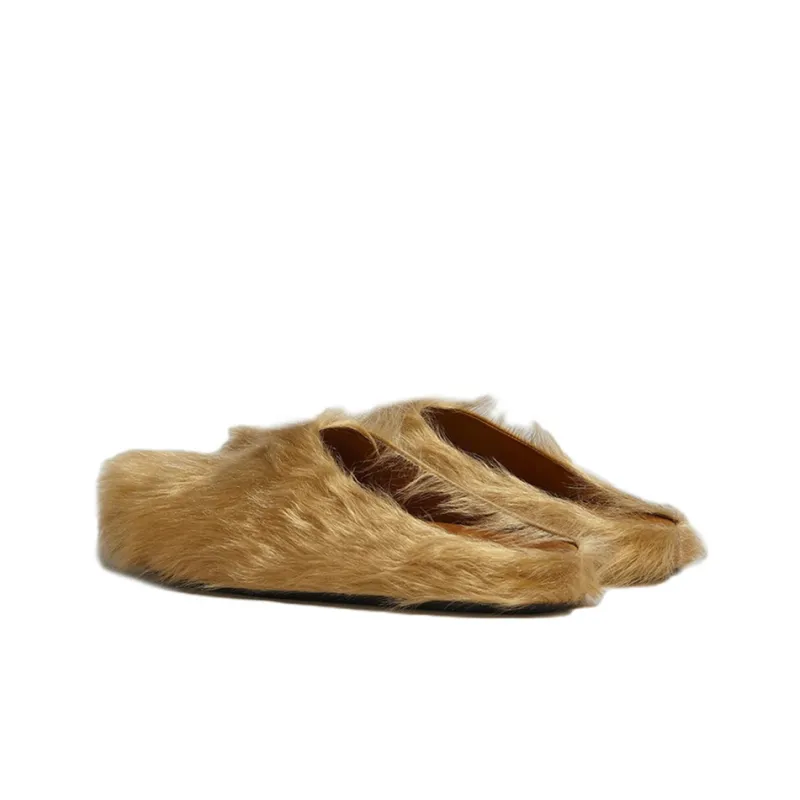 MARNI Fussbet Sabot Calf-hair Slippers-3