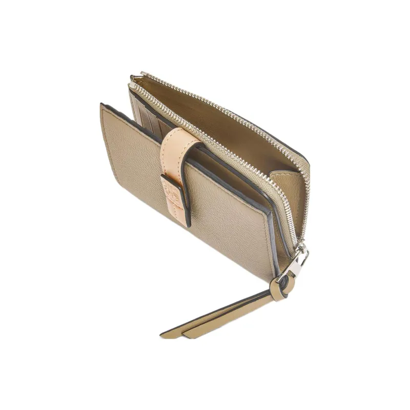 LOEWE Soft Grained Calfskin Wallet Women's Daylily Green/Gray Beige-2