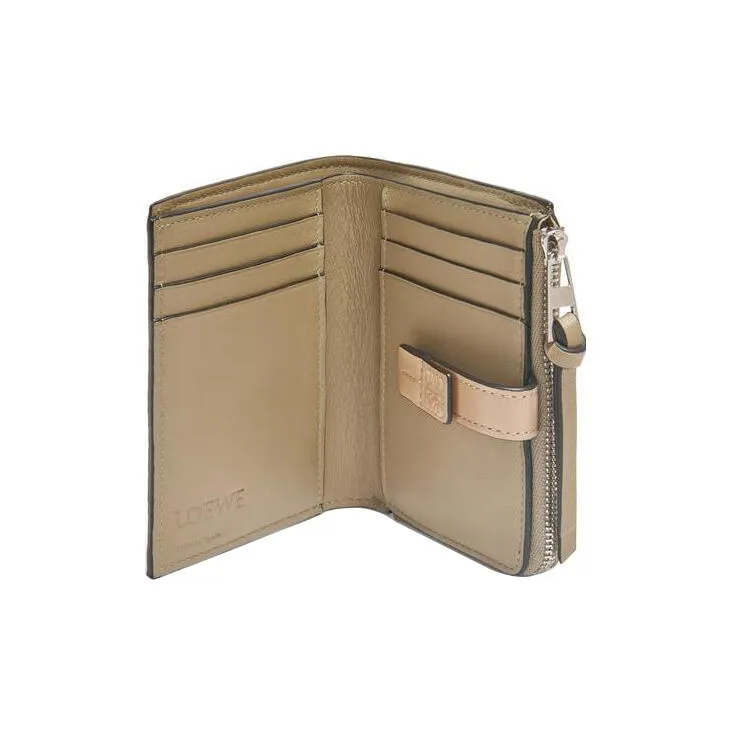 LOEWE Soft Grained Calfskin Wallet Women's Daylily Green/Gray Beige-1
