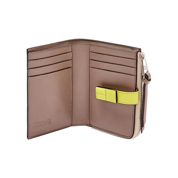 LOEWE Grain Calfskin Wallet Women's Nude/Lemongrass-4