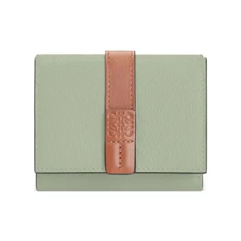 LOEWE Soft Grained Calfskin Wallet Women's Light Green/Tan