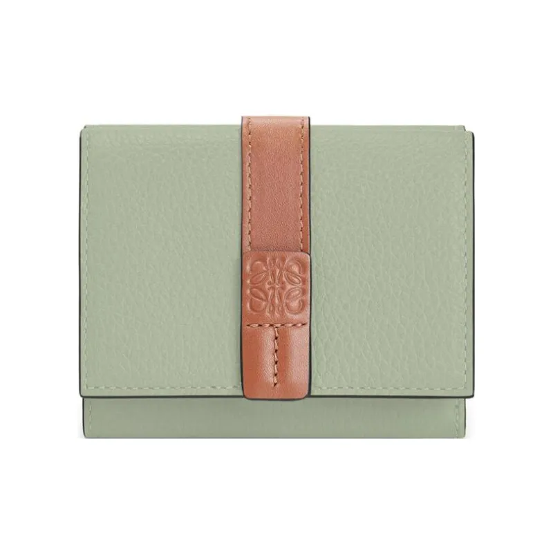 LOEWE Soft Grained Calfskin Wallet Women's Light Green/Tan-0
