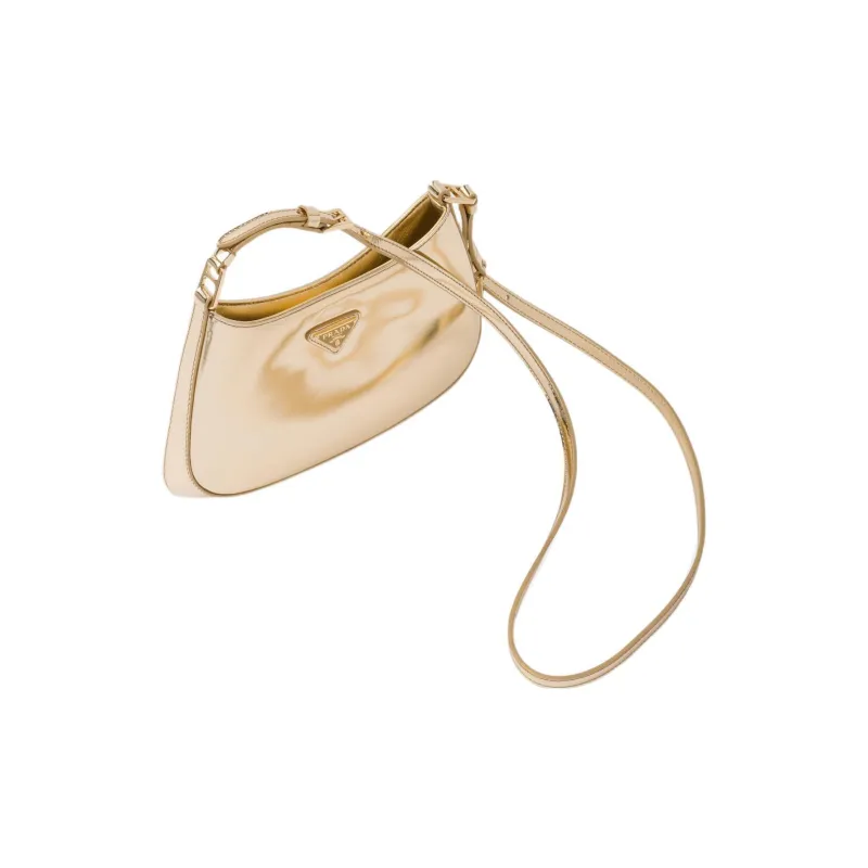 PRADA Cleo Shiny Leather Hobo Bag Handbag Shoulder Bag Women's Platinum-1