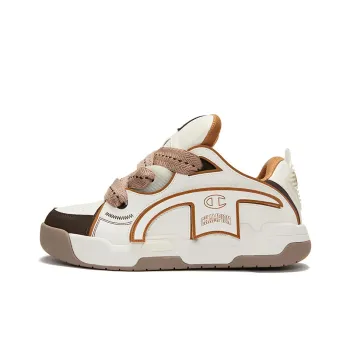 Champion Essentials Collection Low Top Skateboard Shoes Men's White Chocolate Brown