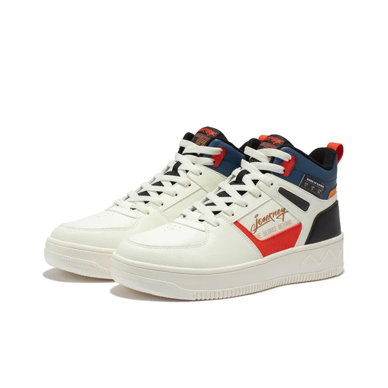 361° Anti-Slip Wear-Resistant High-Top Skateboard Shoes Men's White Red-2