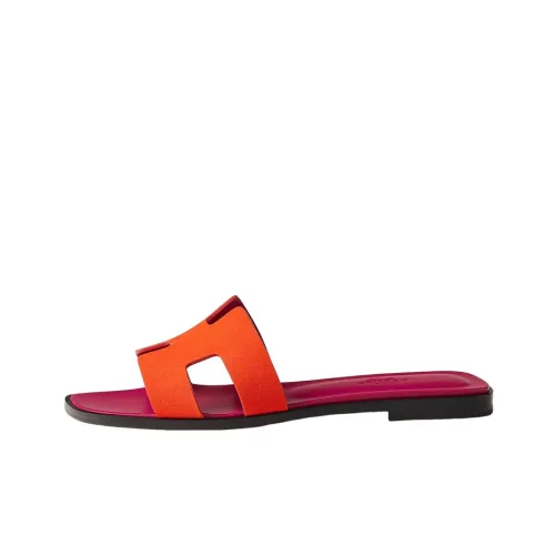 HERMES Oran Sandal Orange Synthetique Suede Goatskin