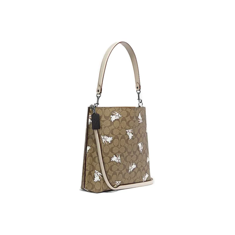 COACH Baymax Rabbit, Collaboration Mollie PVC Bucket Bag, Shoulder Bag, Crossbody Bag Large Size Women's Taupe-1