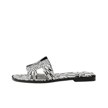 HERMES Oran Odor Resistant Slide Slippers Women's Black White