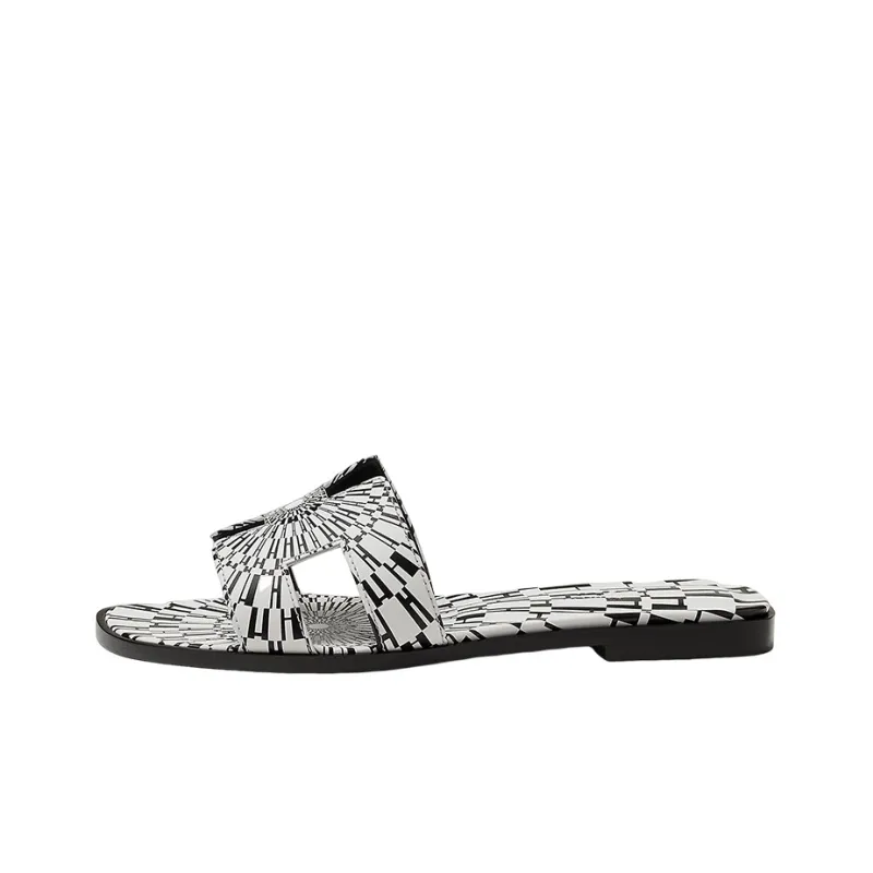 HERMES Oran Odor Resistant Slide Slippers Women's Black White-0