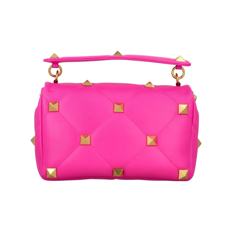 Valentino Roman Stud Napa Lambskin Portable Crossbody Bag Shoulder Bag Women's Fuchsia-3