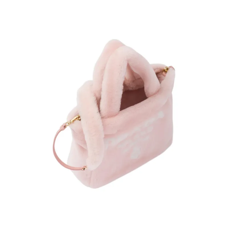 PRADA Shearling Tote Bag Shopping Bag Shoulder Bag Crossbody Bag Handbag Women's Pink-2