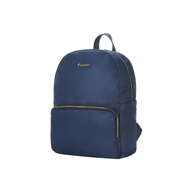 Diplomat Fabric Backpack Medium Size Unisex Black/Blue-4
