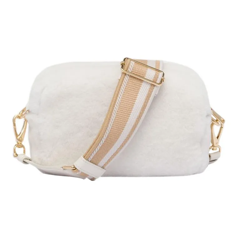 PRADA Shearling Crossbody Bag Shoulder Bag Small Size Women's White-1