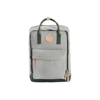 CANVAS REPUBLIC Canvas Laptop Bag Backpack Large Size Unisex Mist Gray & Dark Green Shoulder Strap