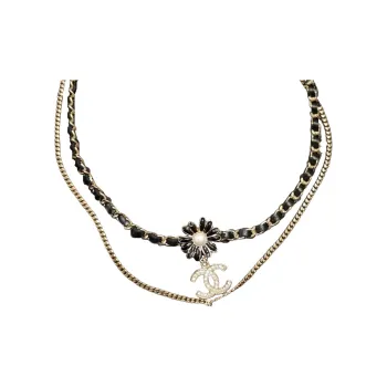 CHANEL Necklaces Women's Silver/Black