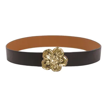 KENZO Casual Individual Floral Smooth Buckle Belt Women's Black/Brown
