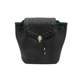 BVLGARI Serpenti Series NAPPA Cowhide Backpack Women's Black