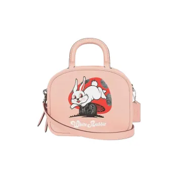COACH All White Rabbit Collaboration Lunchbo Cow Leather Shoulder Bag Crossbody Bag Handbag Small Size Women's Pink