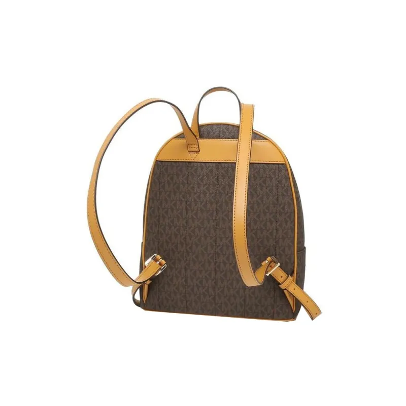 MICHAEL KORS Kenly Canvas-panelled Leather Detailing Backpack Medium Size Women's Brown And Yellow-3