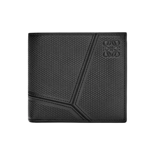 LOEWE Puzzle Bifold Coin Wallet In Diamond Calfskin Black