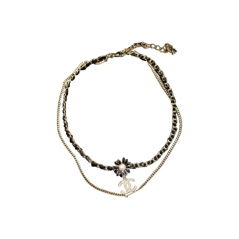 CHANEL Necklaces Women's Silver/Black-1