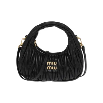 MIU MIU Wander Series Soft Sheep Leather Hobo Bag, Shoulder Bag, Crossbody Handbag Mini Women's Black