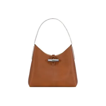 LONGCHAMP Roseau Calfskin Handbag Shoulder Bag Women's Brown