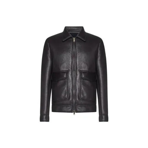 SALVATORE SANTORO Leather Jackets Men Chestnut Brown