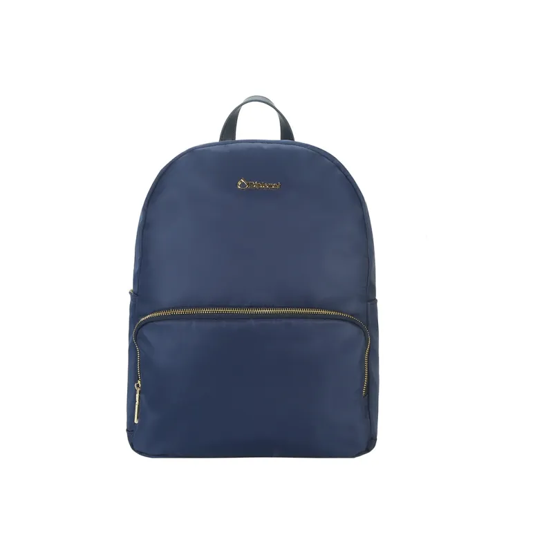 Diplomat Fabric Backpack Medium Size Unisex Black/Blue-3