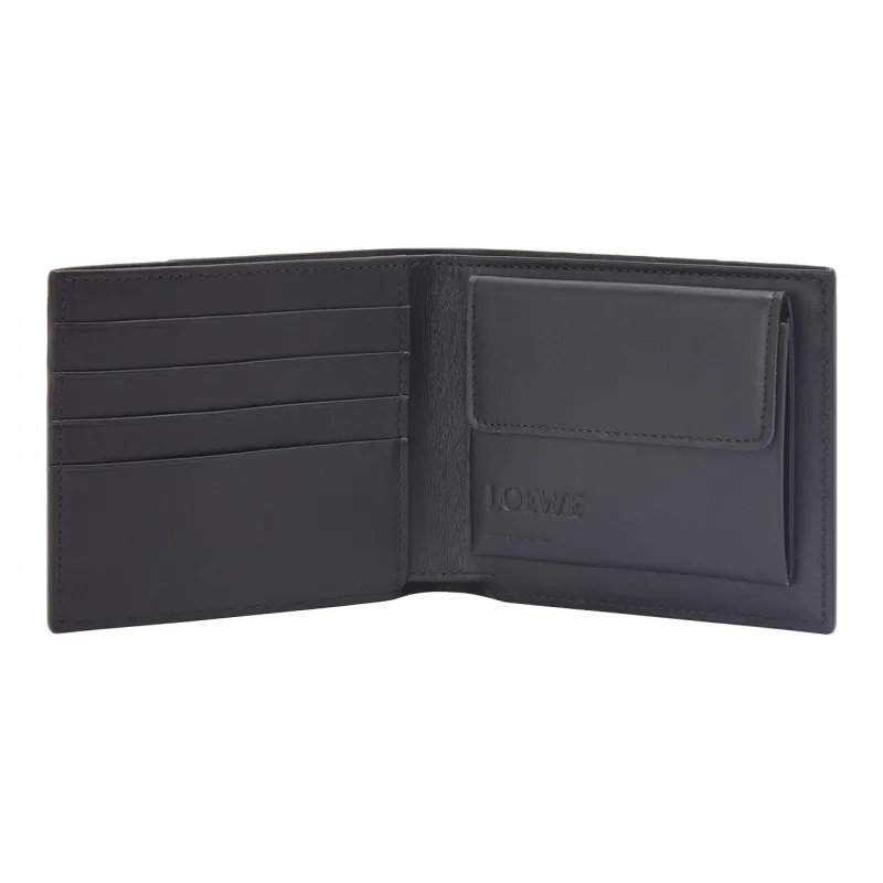 LOEWE Puzzle Bifold Coin Wallet In Diamond Calfskin Black-3