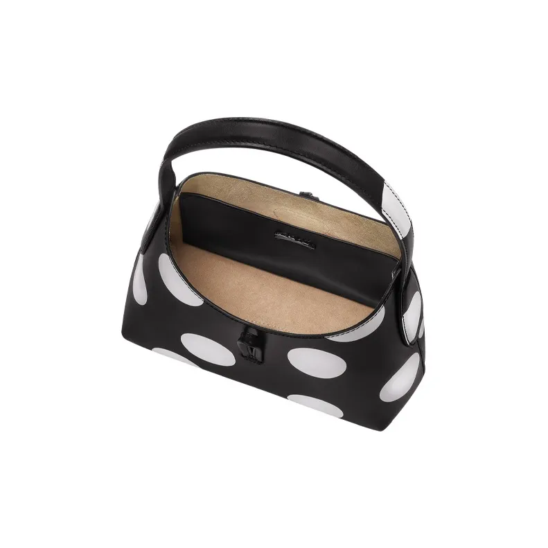 LONGCHAMP Roseau Calfskin Handbag, Shoulder Bag Women's Black & White-3