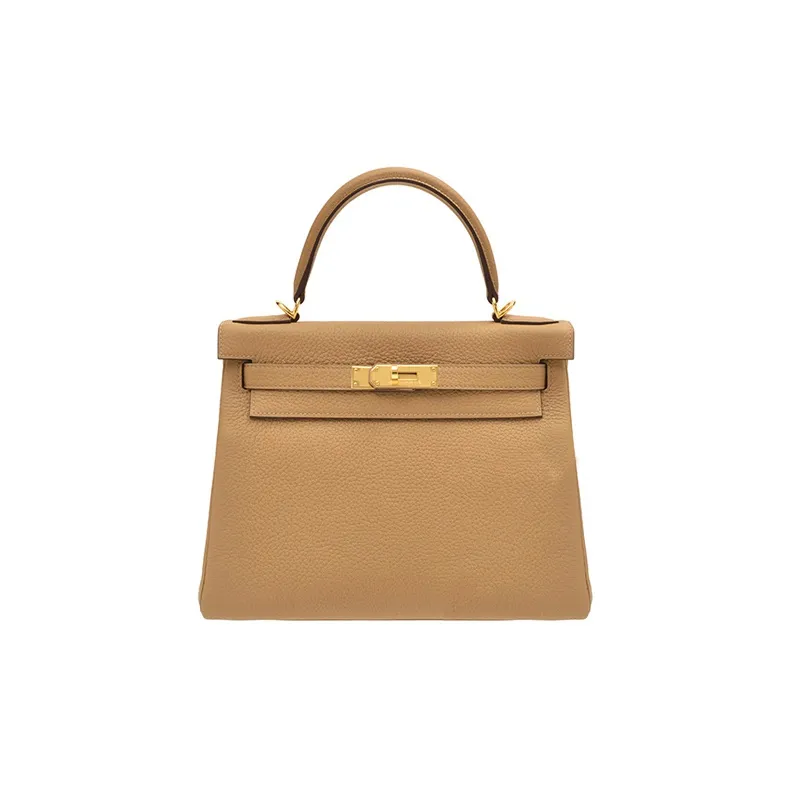 HERMES Kelly Togo Calfskin And Cow Leather Combo Kelly Bag Handbags Women's 4B Biscuit Cookie-0