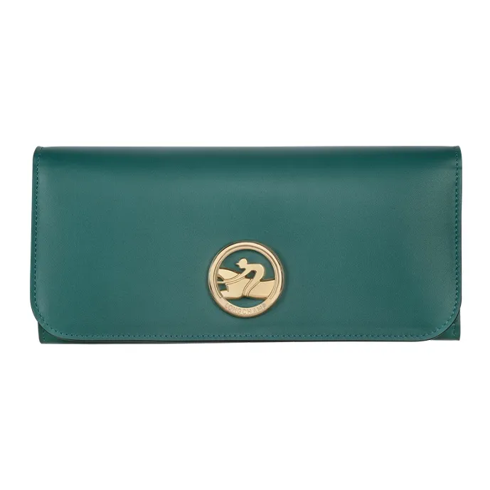 LONGCHAMP BOX-TROT Calfskin Wallet Women's Green-0