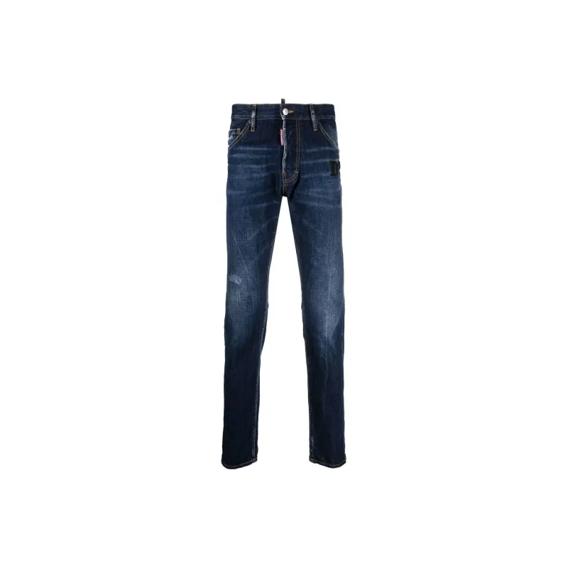 Dsquared2 Logo Patch Slim Cut Jeans-0