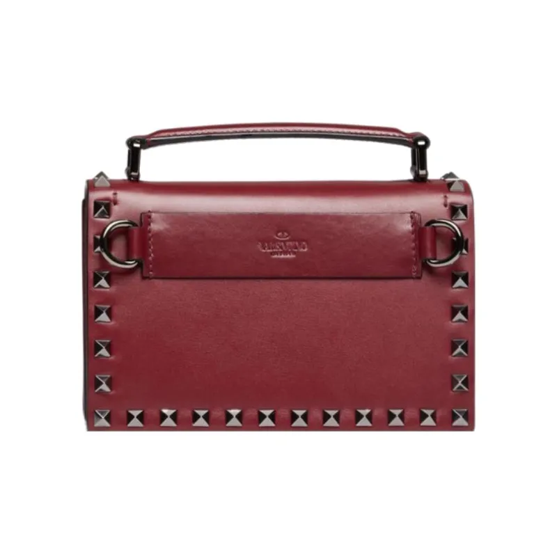 Valentino Rockstud Calfskin Handbag Shoulder Bag Crossbody Bag Small Size Men's Red-2