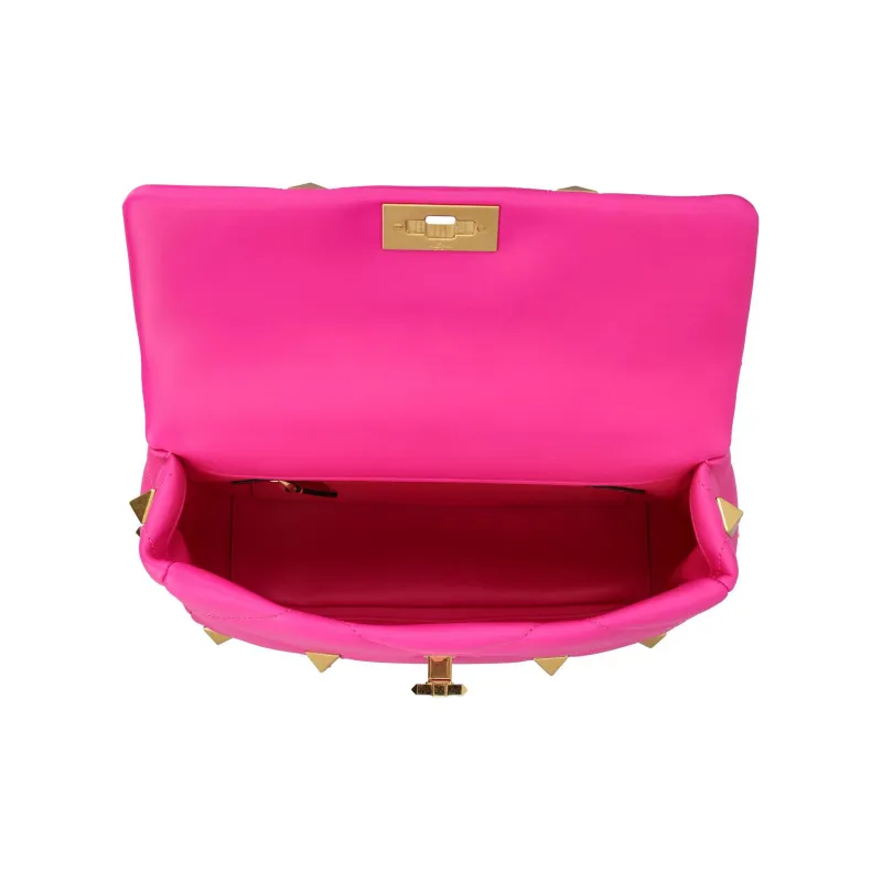 Valentino Roman Stud Napa Lambskin Portable Crossbody Bag Shoulder Bag Women's Fuchsia-4