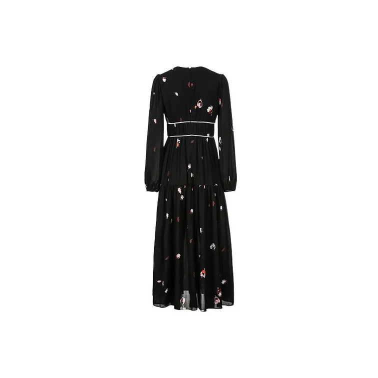 MeetMetro Long Sleeved Dresses Women's Black-1