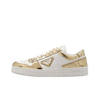 PRADA Downtown Leather Sneakers 'White Gold' Women's