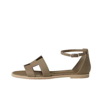 HERMES Santorini Strap Sandals Women's Dark Brown