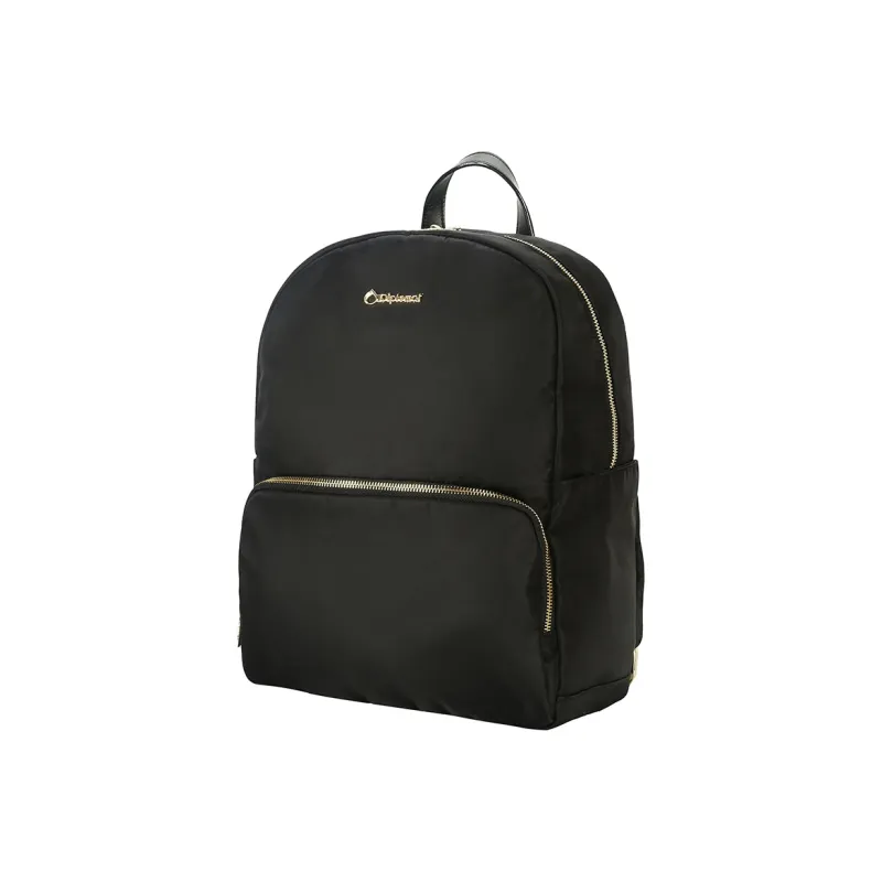 Diplomat Fabric Backpack Medium Size Unisex Black/Blue-1