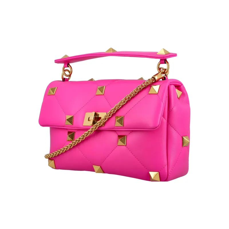 Valentino Roman Stud Napa Lambskin Portable Crossbody Bag Shoulder Bag Women's Fuchsia-2