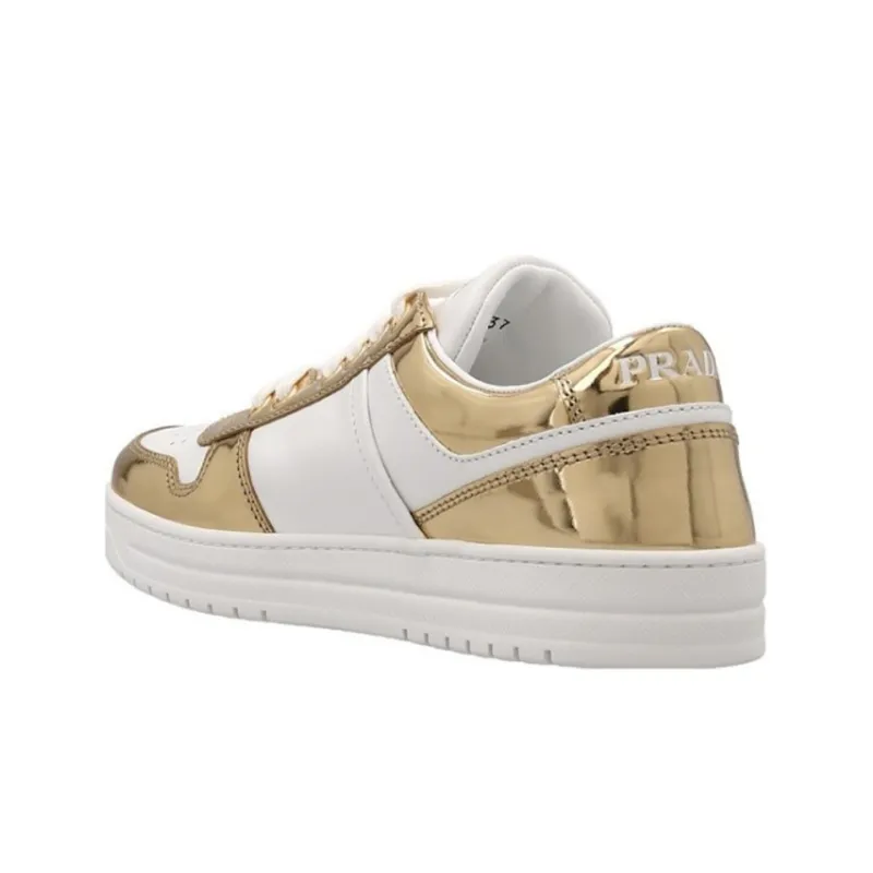 PRADA Downtown Leather Sneakers 'White Gold' Women's-2