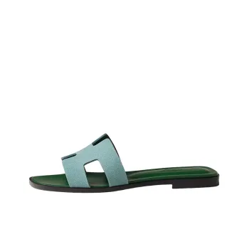 HERMES Oran Sandal Vert D'eau Suede Goatskin