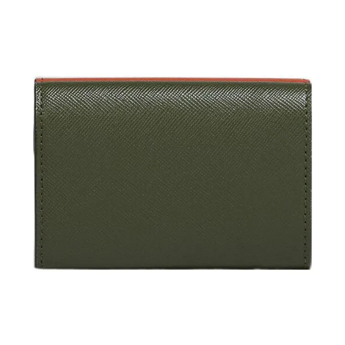 MARNI Calfskin Trifold Wallet Mini Women's Orange/Beige/Green-2