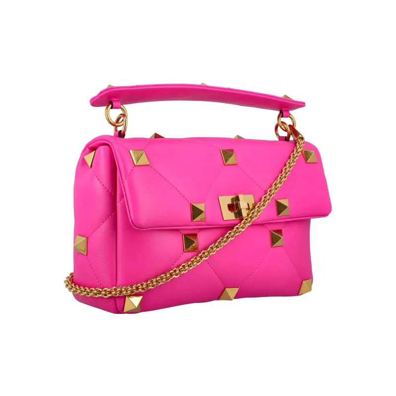 Valentino Roman Stud Napa Lambskin Portable Crossbody Bag Shoulder Bag Women's Fuchsia-1