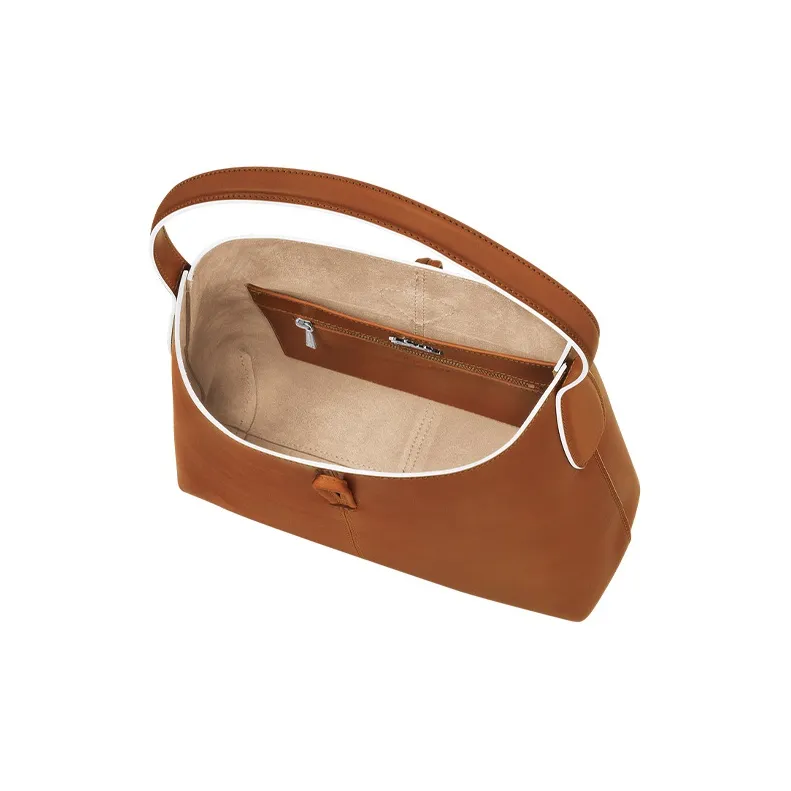 LONGCHAMP Roseau Calfskin Handbag Shoulder Bag Women's Brown-3