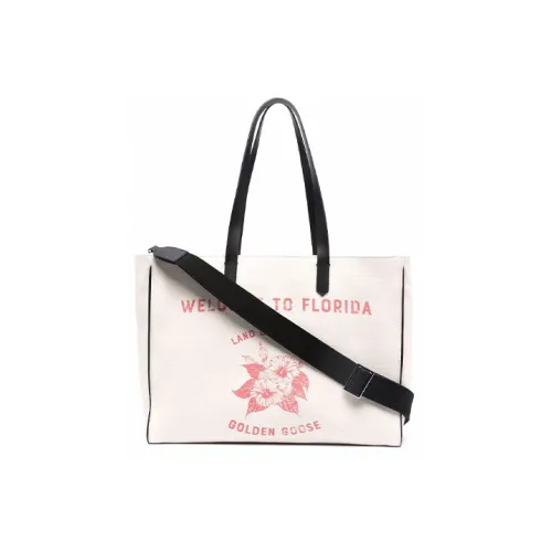 Golden Goose Cotton With Calfskin Tote Bag Shopping Bag Shoulder Bag Crossbody Bag Handbag Women's White