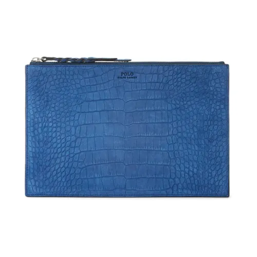 Polo Ralph Lauren Cow Leather Envelope Bag Clutches Women's Blue