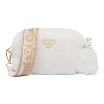 PRADA Shearling Crossbody Bag Shoulder Bag Small Size Women's White